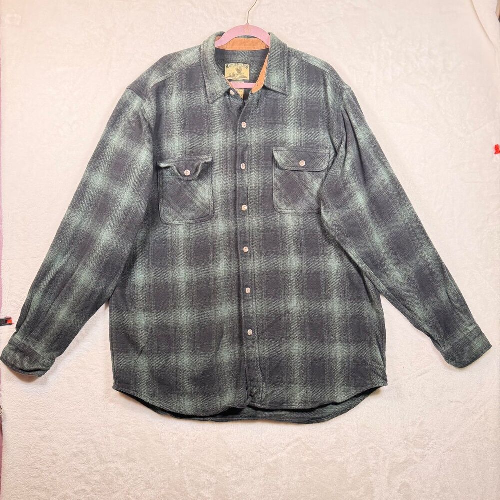 Field & Stream Men’s XXL Tall Green Plaid Heavyweight Flannel Shirt